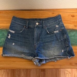 Express Blue Distressed Jean Shorts